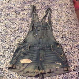 Overall jean shorts